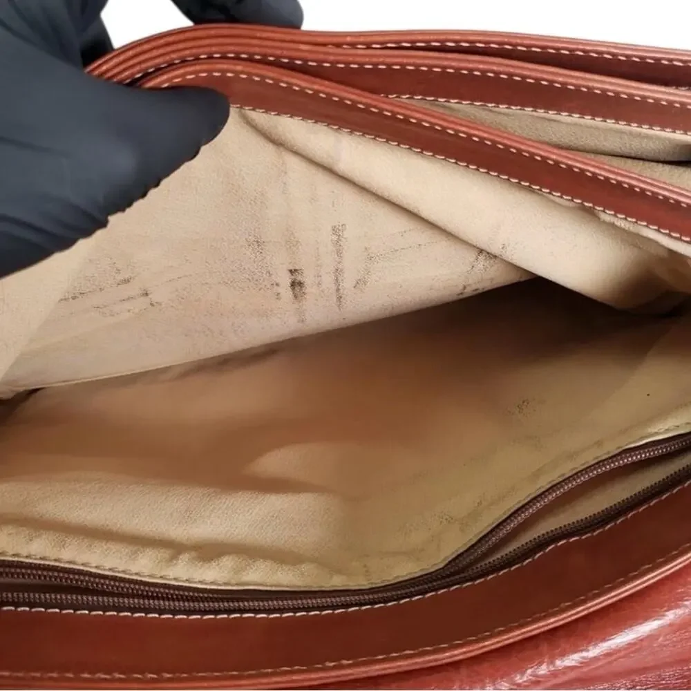 Vintage Classic Brown Leather Men's Briefcase